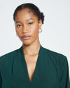 Better-Than-Silk Long Sleeve V-Neck Top - Forest Green thumbnail 0