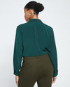 Better-Than-Silk Long Sleeve V-Neck Top - Forest Green thumbnail 3