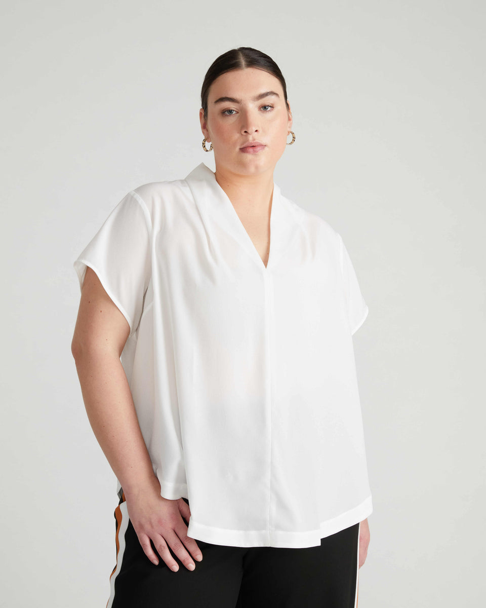 Better-Than-Silk V-Neck Top - White Zoom image 1