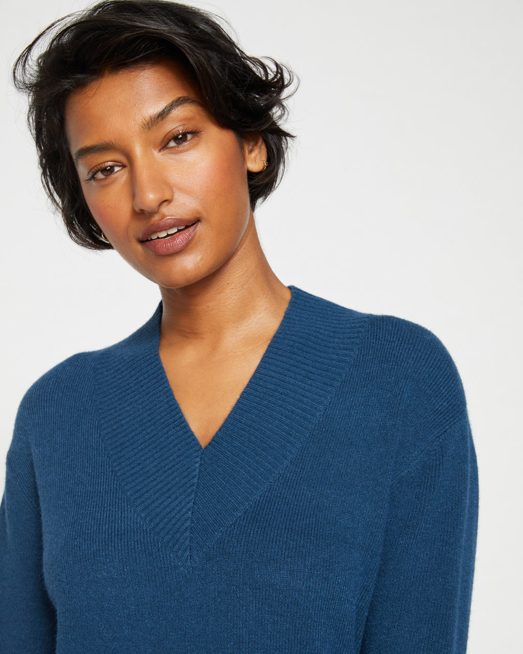 Pure Cashmere V Neck Sweater - Ocean Swell by Universal Standard
