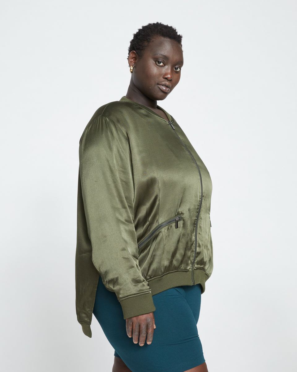 Satin Bomber Jacket - Nori Zoom image 2