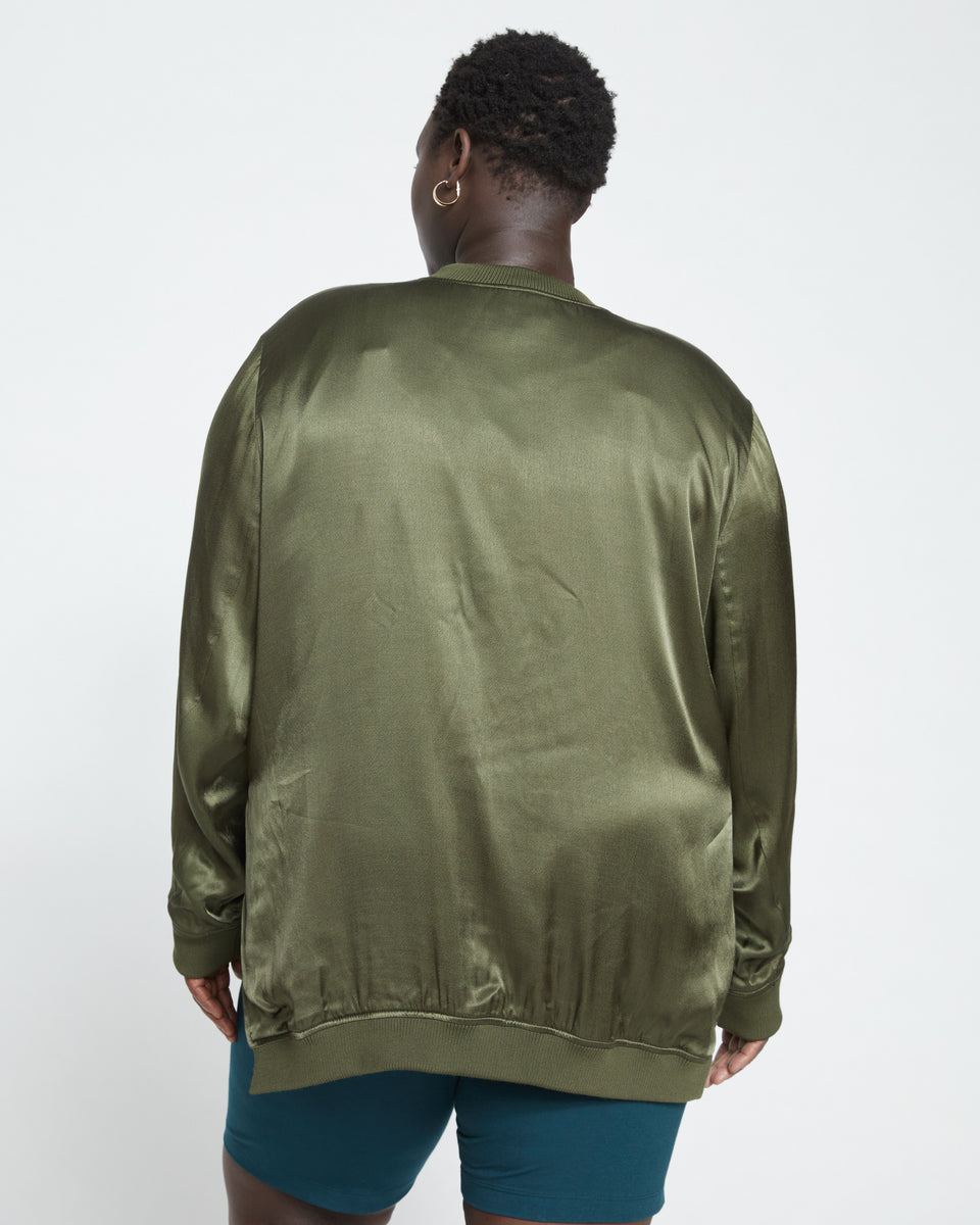 Satin Bomber Jacket - Nori Zoom image 3