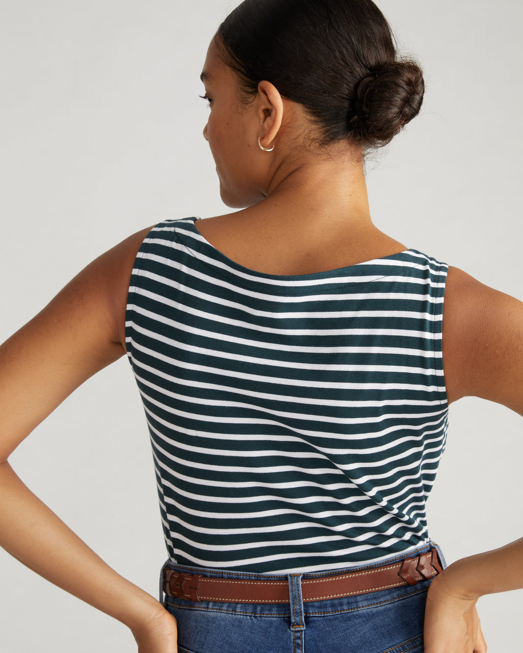 Noyack Breton Stripe Boatneck Tank - Deep Sea/White Stripe - image 1