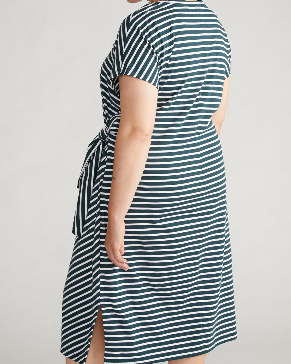 Crescent Breton Stripe Knot Dress - Deep Sea/White Stripe Zoom image 2