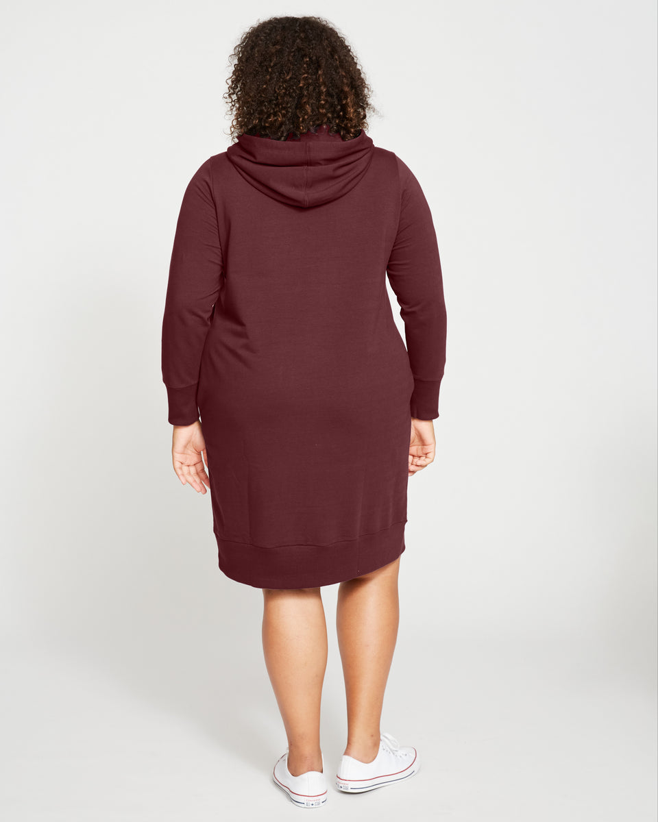 Classic Light Terry Hoodie Sweatshirt Dress - Black Cherry Zoom image 3