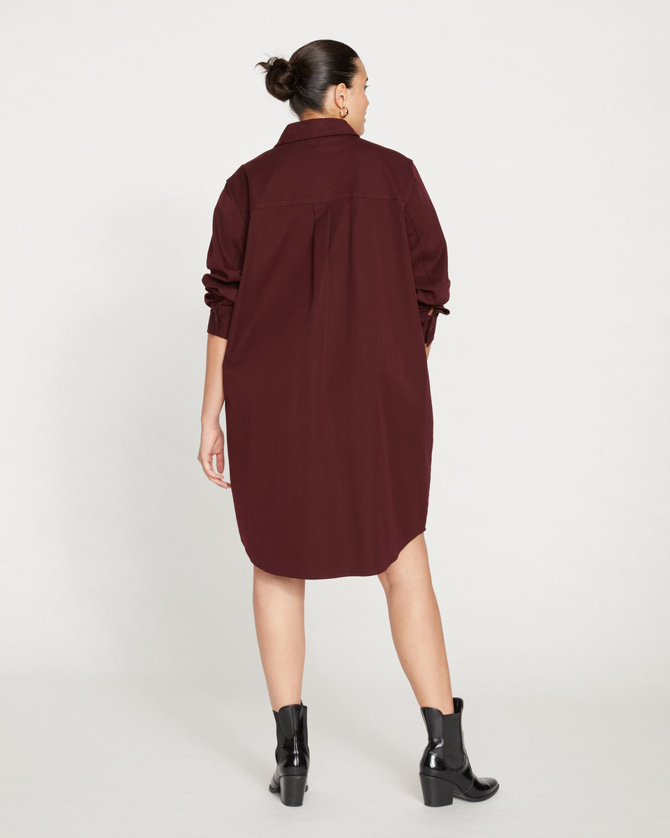 Carefree Stretch Twill Shirtdress - Black Cherry Zoom image 3