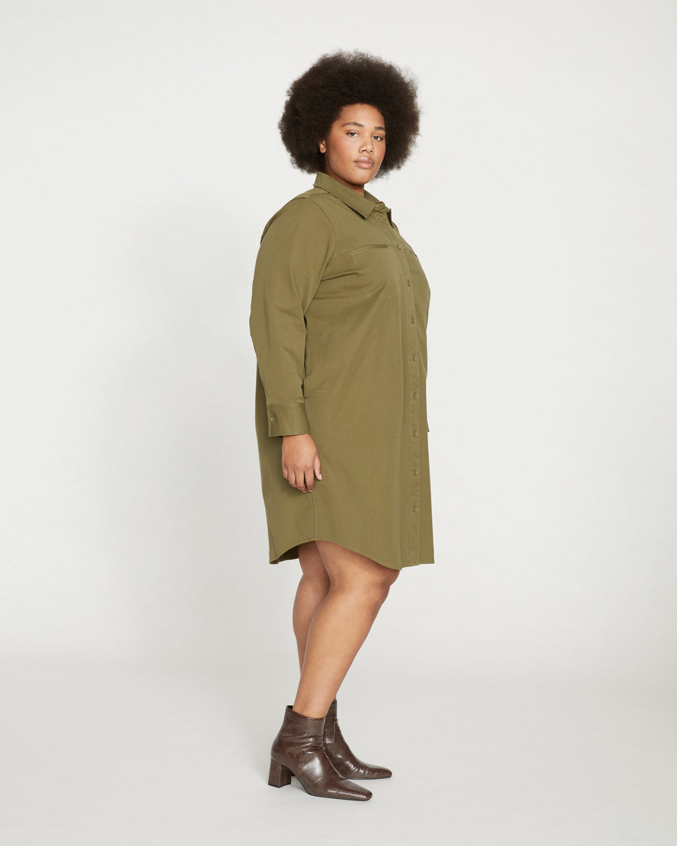 Carefree Stretch Twill Shirtdress - Ivy Zoom image 2