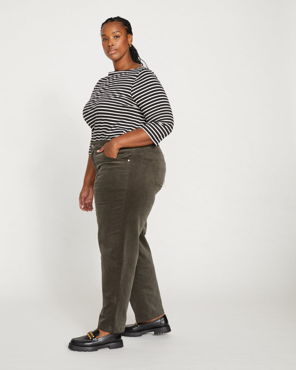 Cassidy High Rise Straight Corduroy Pants - Nori Zoom image 2