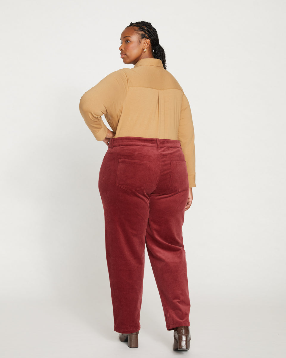 Cassidy High Rise Straight Corduroy Pants - Rioja Zoom image 3