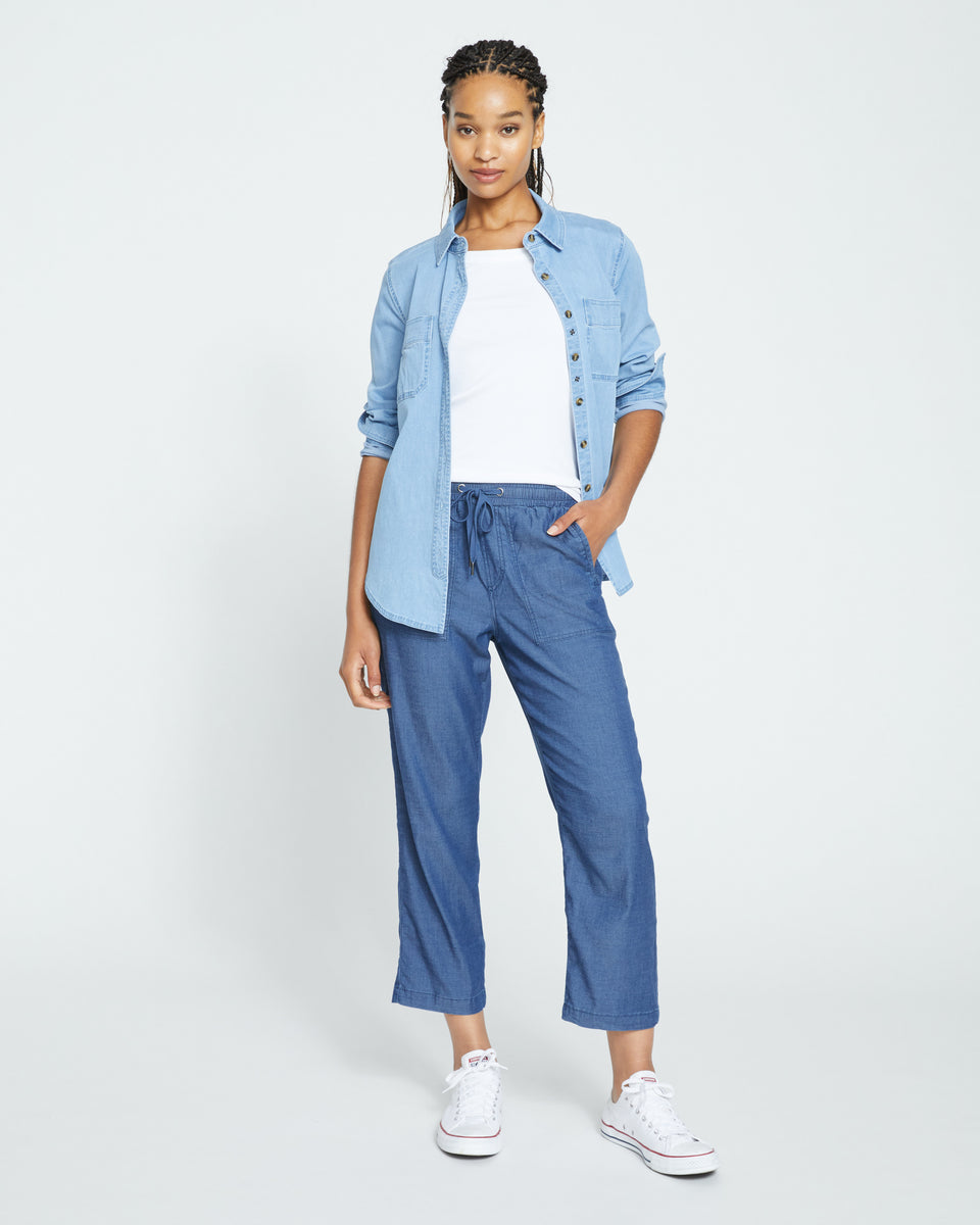 Perfect Tencel Chambray Off-Duty Pants - Midnight Blue Zoom image 0
