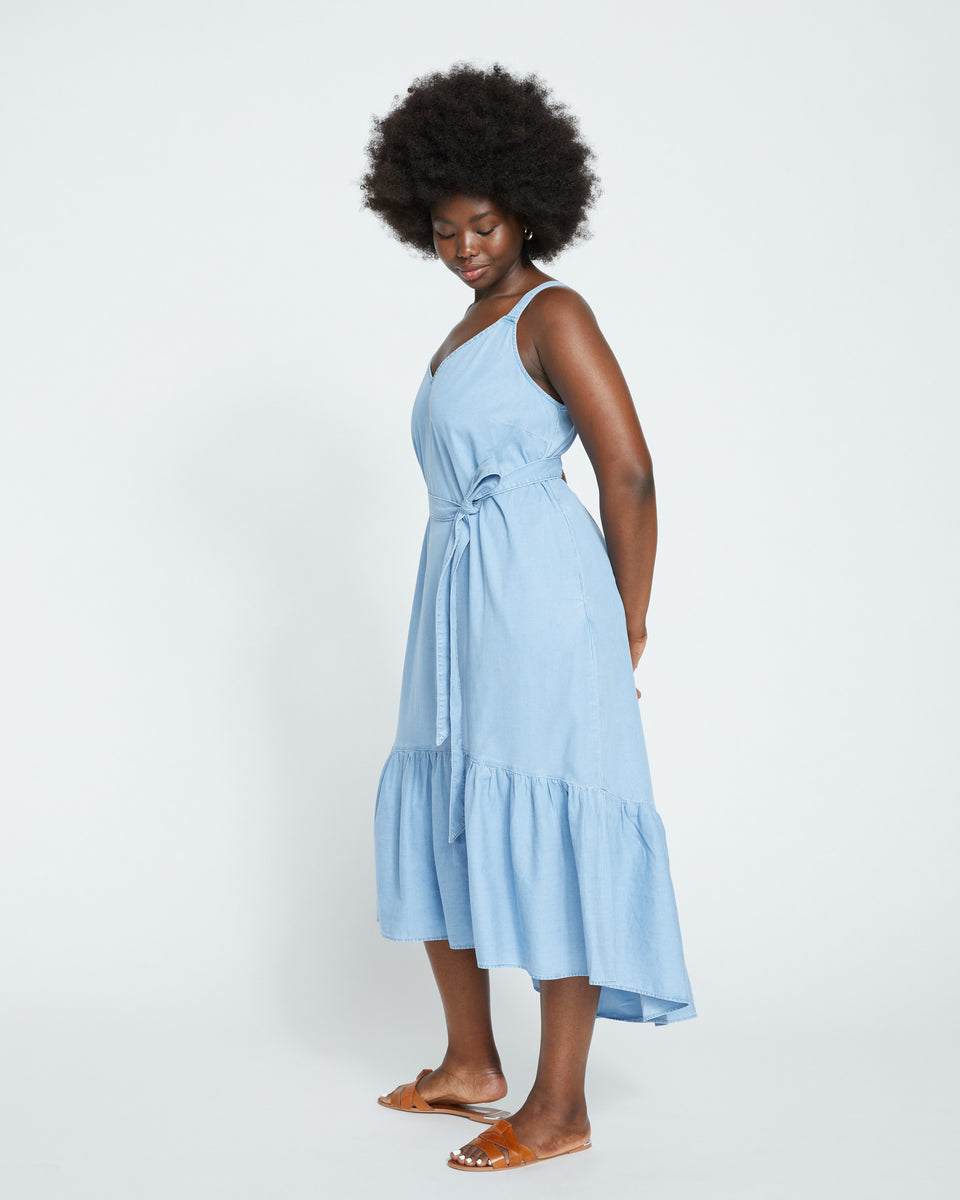 Perfect Tencel Chambray Flutter Hem Dress - Morning Blue Zoom image 2