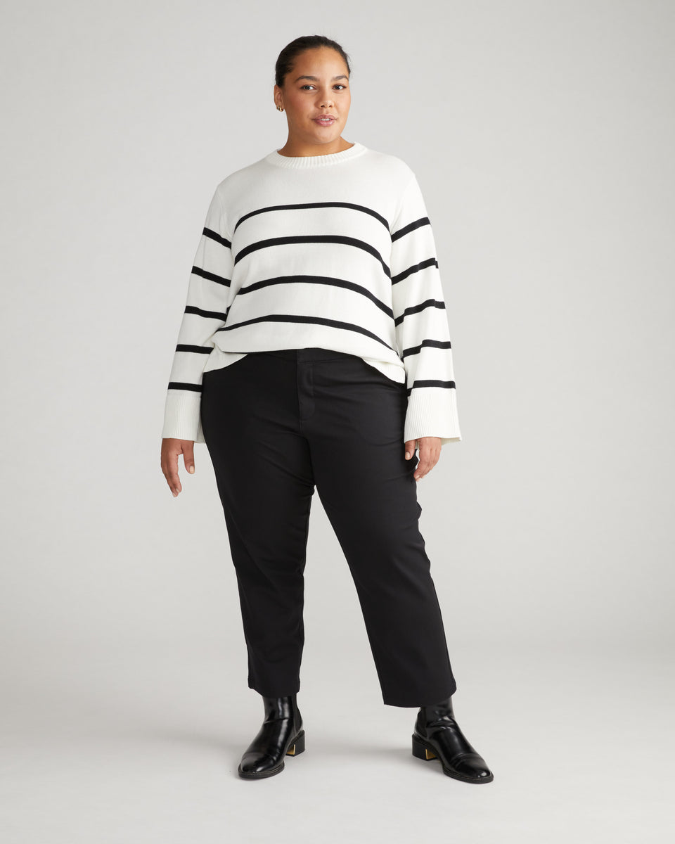 Bardot Wide Sleeve Cotton Sweater - Cream/Black Stripe Zoom image 0