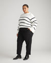 Bardot Wide Sleeve Cotton Sweater - Cream/Black Stripe thumbnail 1
