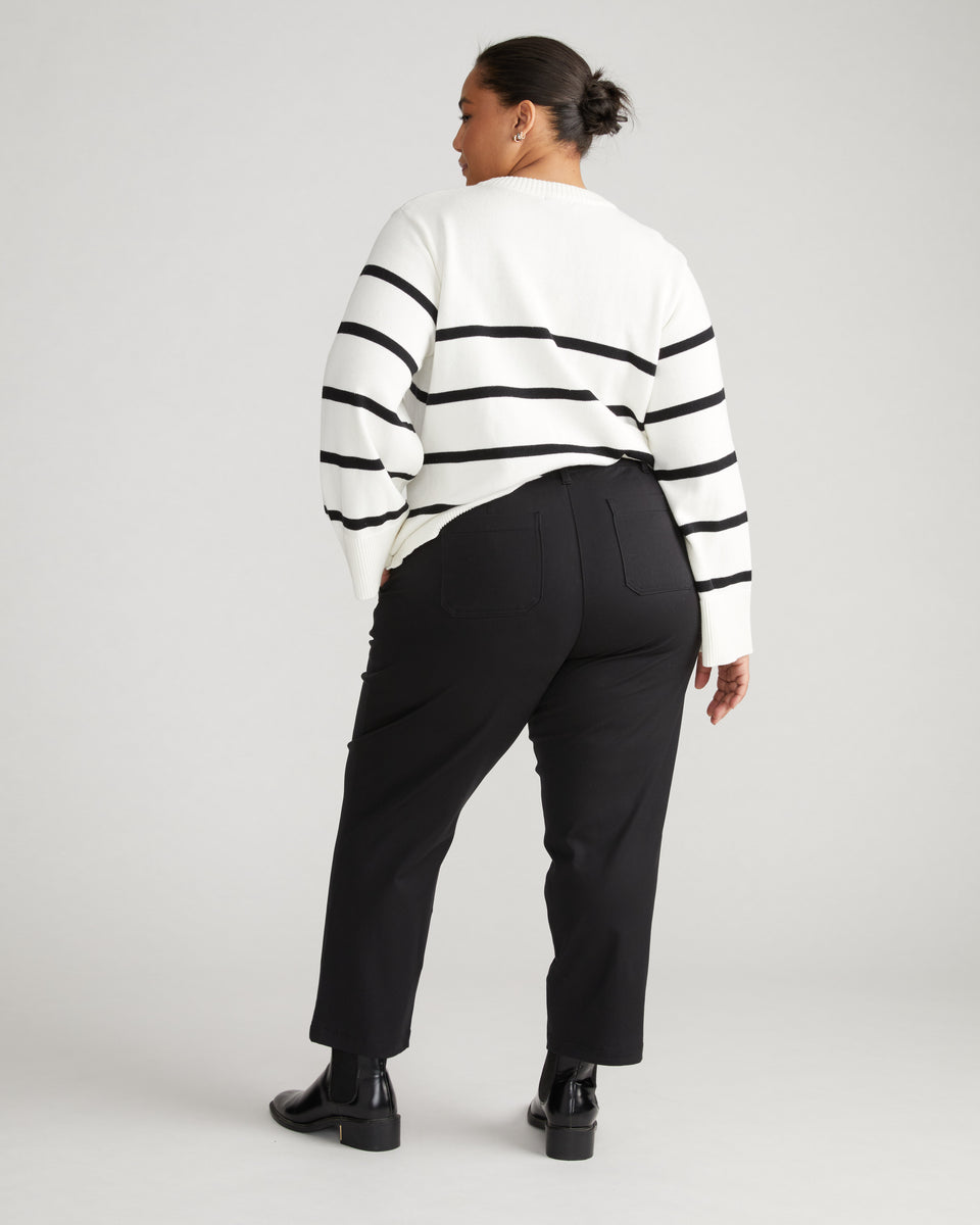 Bardot Wide Sleeve Cotton Sweater - Cream/Black Stripe Zoom image 2