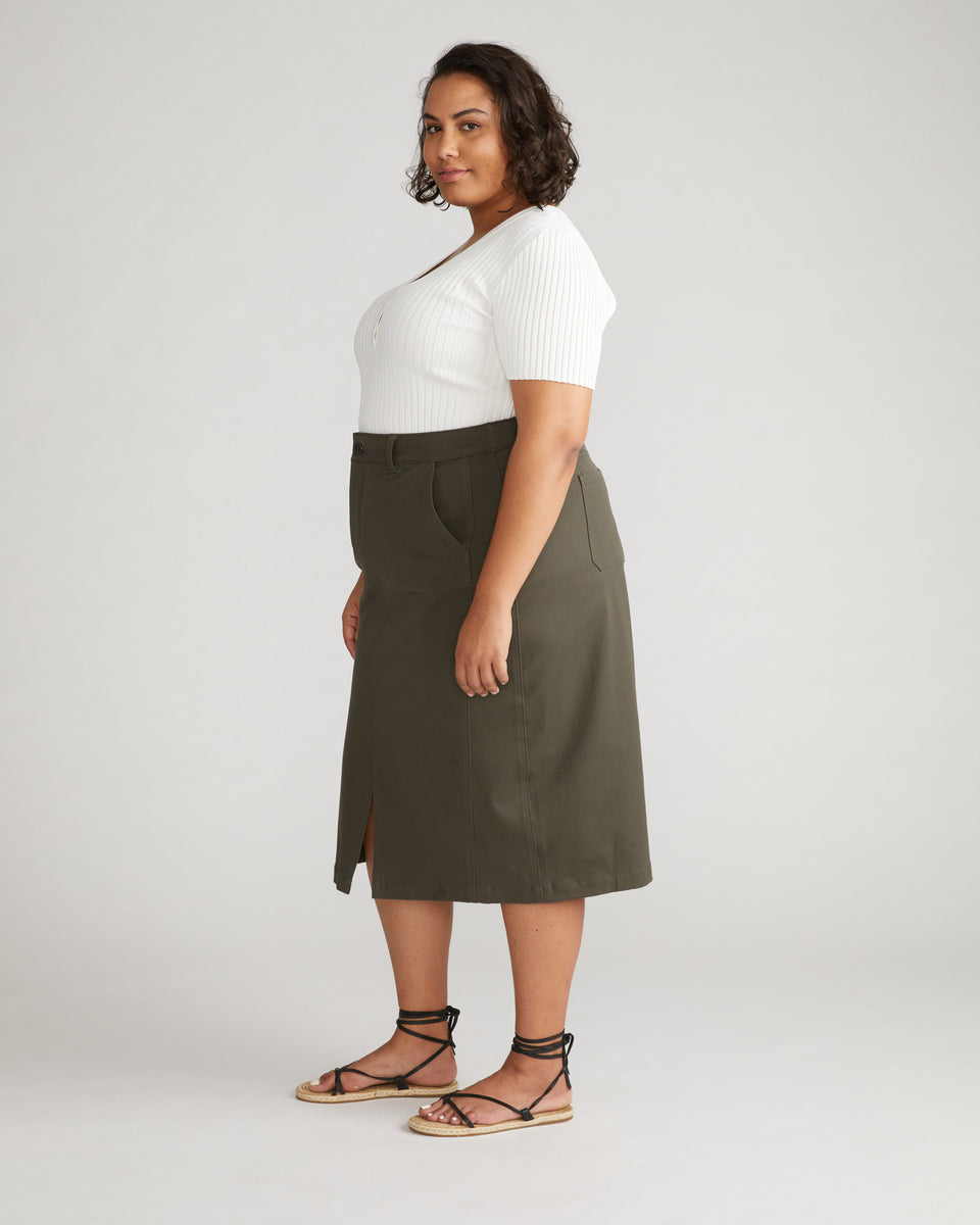 Stretch Twill Sahara Skirt - Nori Zoom image 1