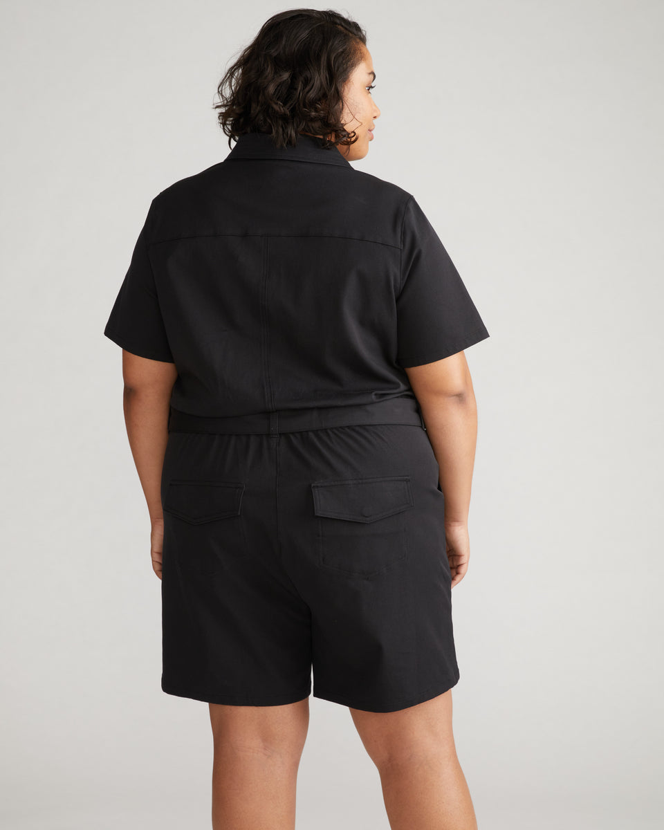 Stretch Twill Safari Romper - Black Zoom image 2