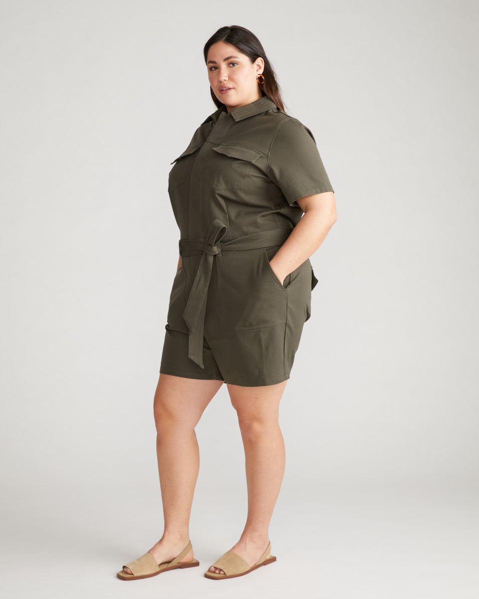 Stretch Twill Safari Romper - Nori Zoom image 2