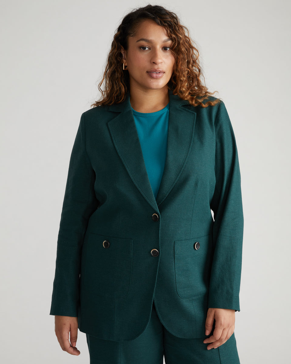 Coastal Linen Blazer - Sea Moss Zoom image 0