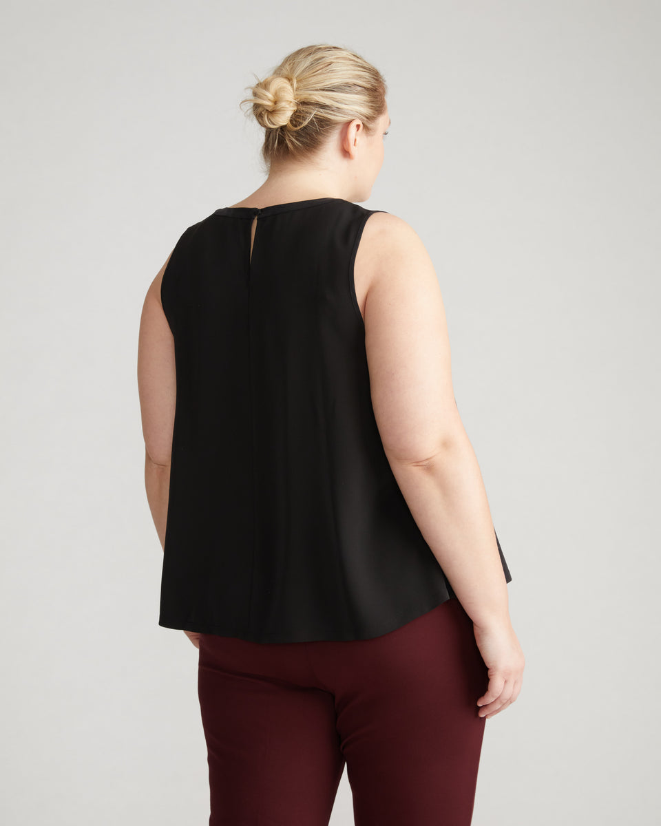 Georgette Cupro Flowy Tank - Black Zoom image 3