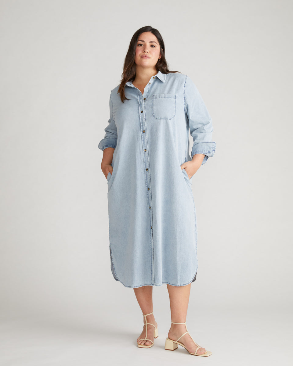 Odeon Stretch Cotton Chambray Shirtdress - Heritage Blue Zoom image 0