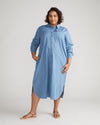 Odeon Stretch Cotton Chambray Shirtdress - Cove Blue thumbnail 1