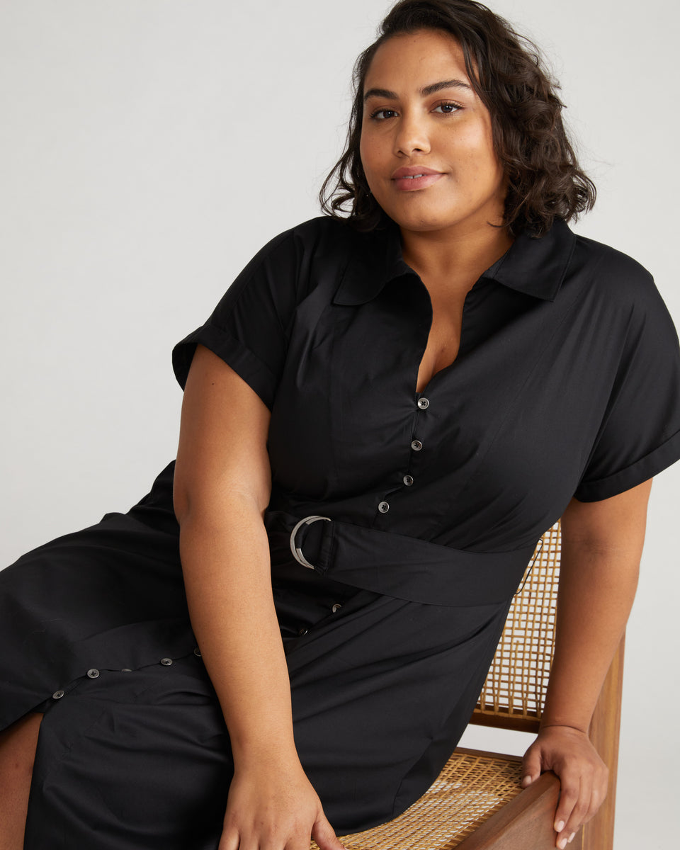 Sandy Stretch Poplin Shirtdress - Black Zoom image 0