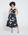 Bellport Sateen Crossover Dress - Black With Painted Flowers thumbnail 0