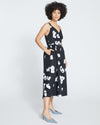 Bellport Sateen Crossover Dress - Black With Painted Flowers thumbnail 2