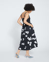 Bellport Sateen Crossover Dress - Black With Painted Flowers thumbnail 3