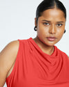 Crepe Jersey Cowl Tank Blouse - Vermilion Red thumbnail 1