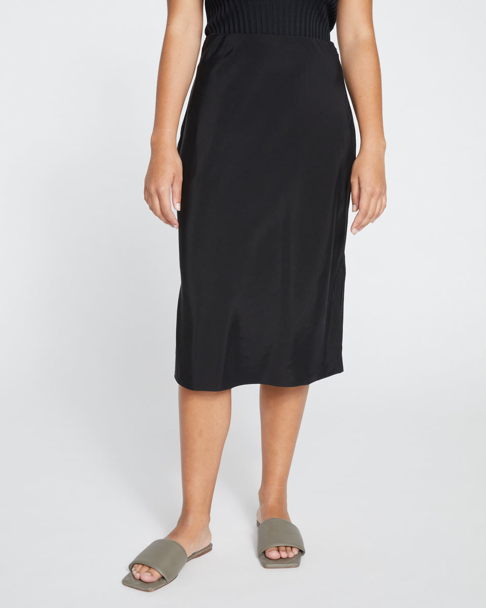 Cooling Stretch Cupro Bias Skirt - Black Zoom image 1