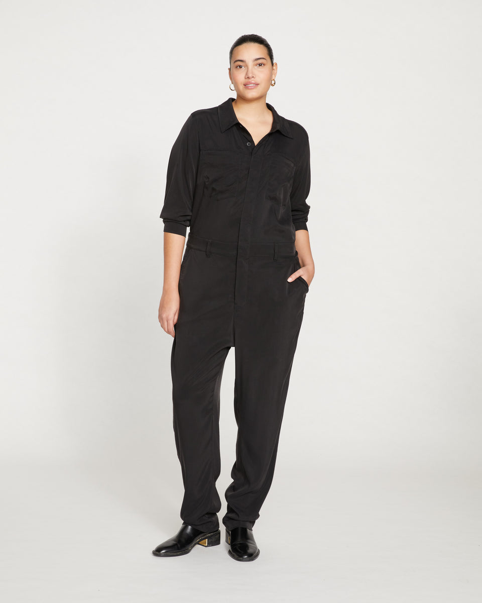 Cooling Stretch Cupro Jumpsuit - Black Zoom image 0