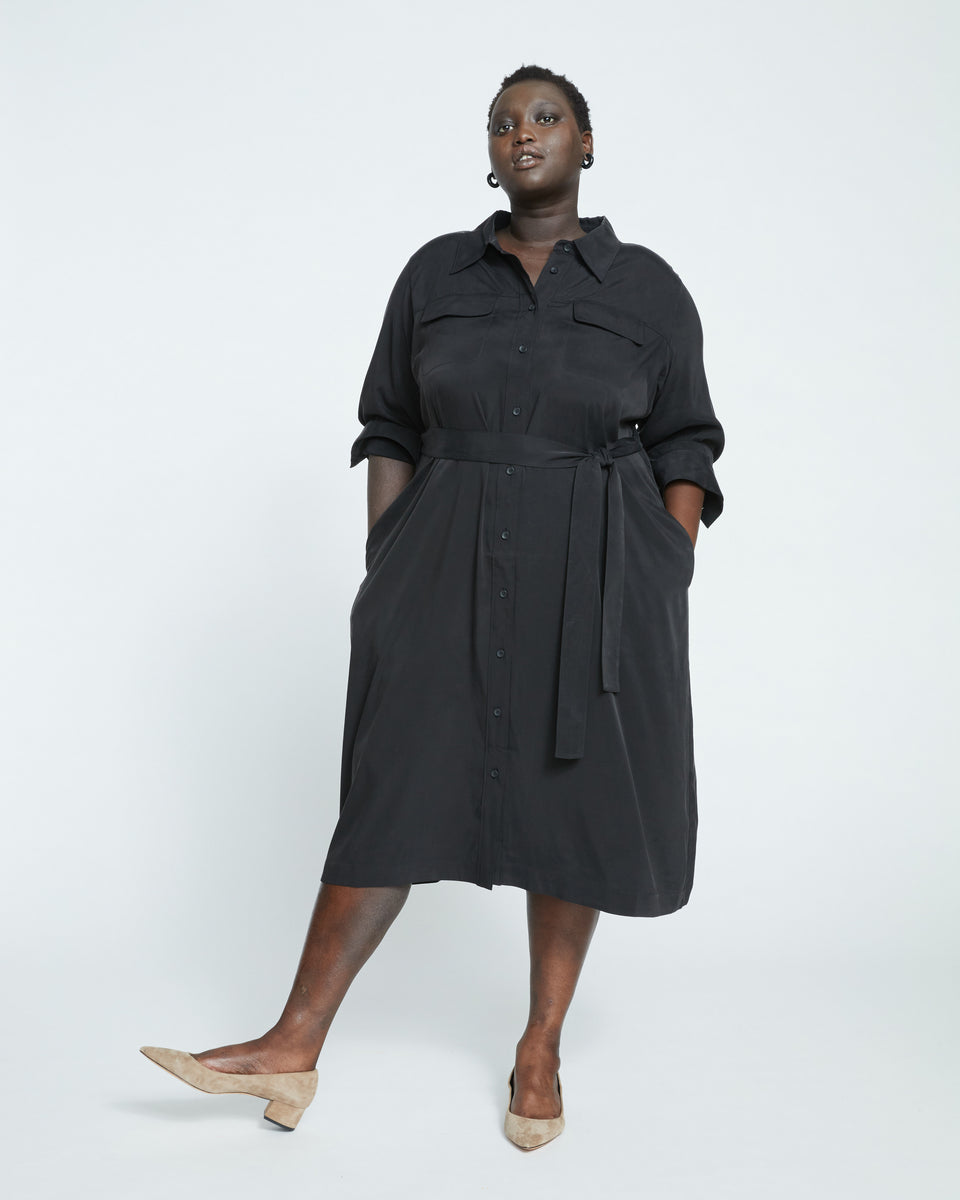 Cooling Stretch Cupro Savannah Dress - Black Zoom image 1