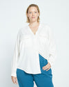 Cooling Stretch Cupro Button-Down Blouse - Cream thumbnail 2