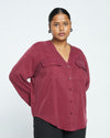 Cooling Stretch Cupro Button-Down Blouse - Rioja thumbnail 1