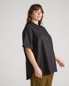 Dune Short Sleeve Linen Shirt - Black thumbnail 1