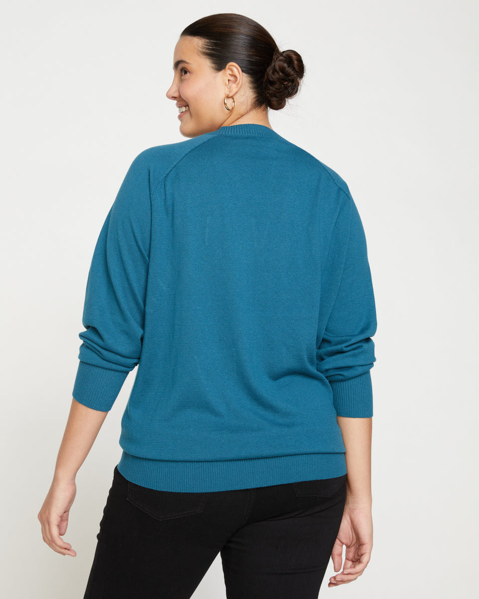 Eco Relaxed Core V Neck Sweater - Midnight Rain Zoom image 3