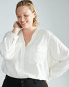 Cooling Stretch Cupro Button-Down Blouse - Cream thumbnail 0