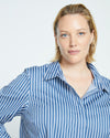 Elbe Popover Stretch Poplin Shirt Classic Fit - Bleu Scolaire/White Stripe thumbnail 1
