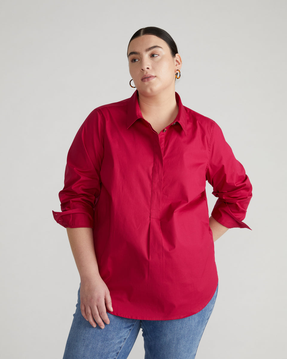 Elbe Popover Stretch Poplin Shirt Classic Fit - Cerise Zoom image 0