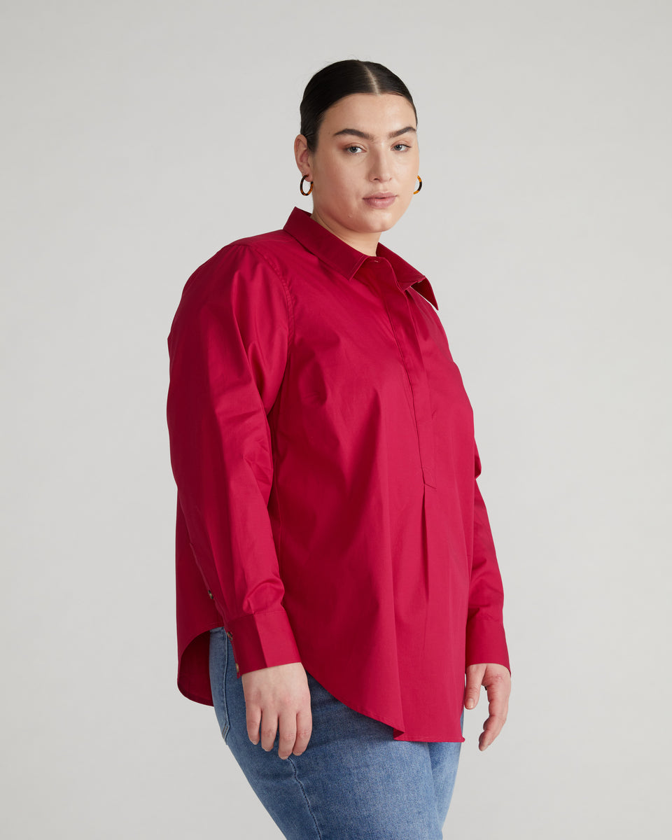 Elbe Popover Stretch Poplin Shirt Classic Fit - Cerise Zoom image 2