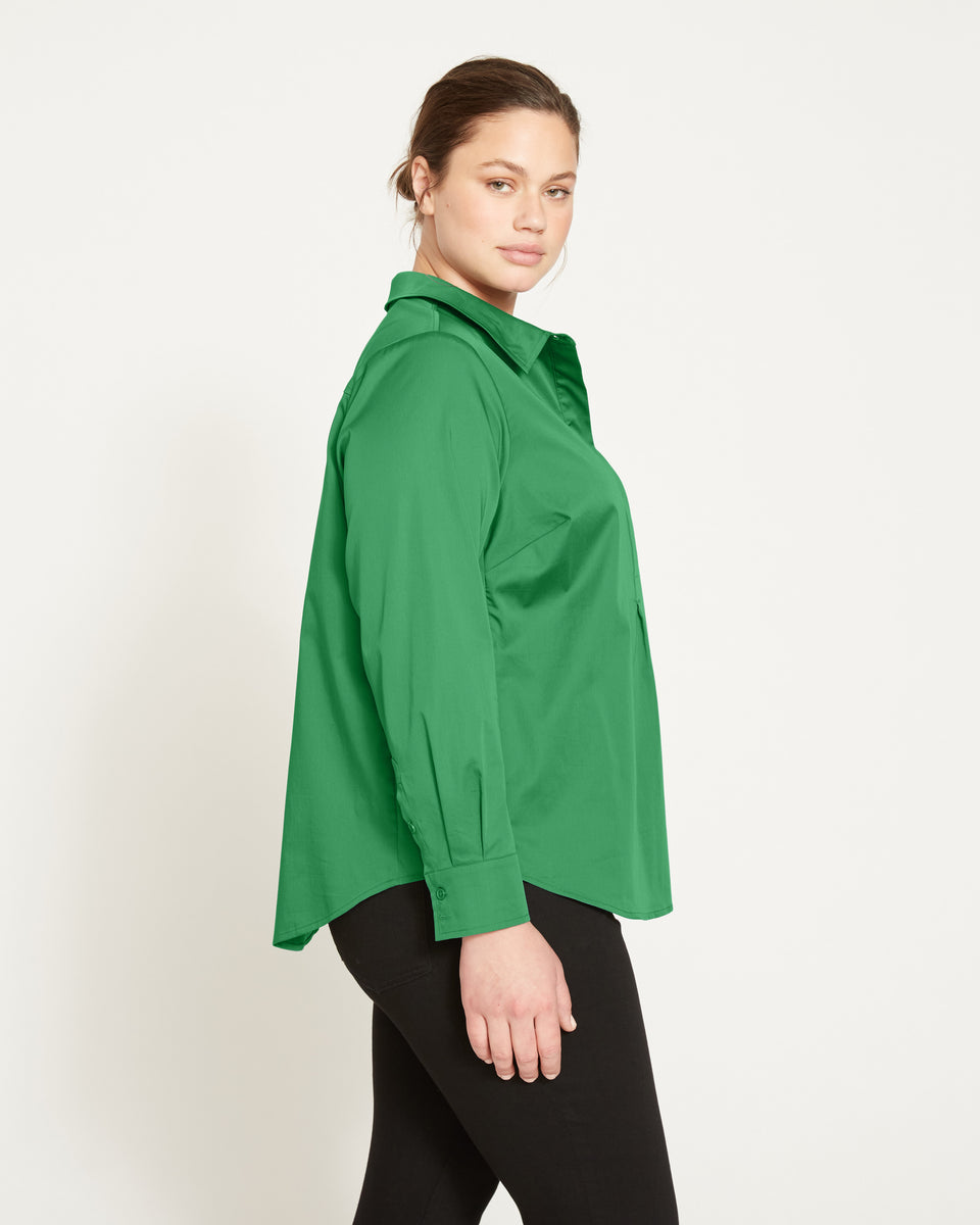 Elbe Popover Stretch Poplin Shirt Classic Fit - Kelly Green Zoom image 1