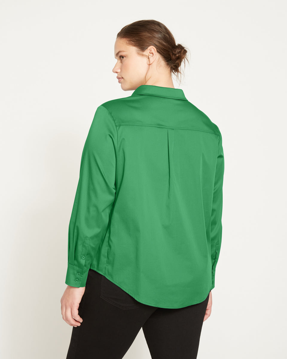 Elbe Popover Stretch Poplin Shirt Classic Fit - Kelly Green Zoom image 2