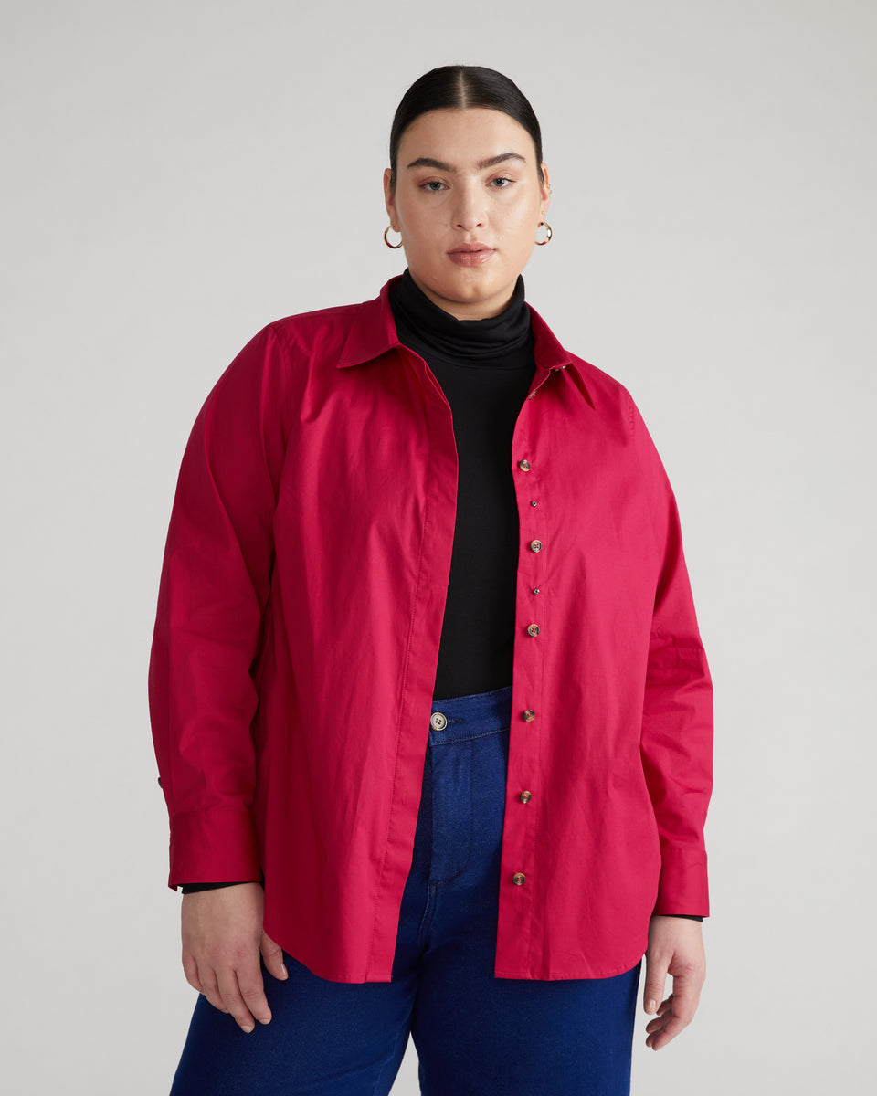 Elbe Stretch Poplin Shirt Classic Fit - Cerise Zoom image 0