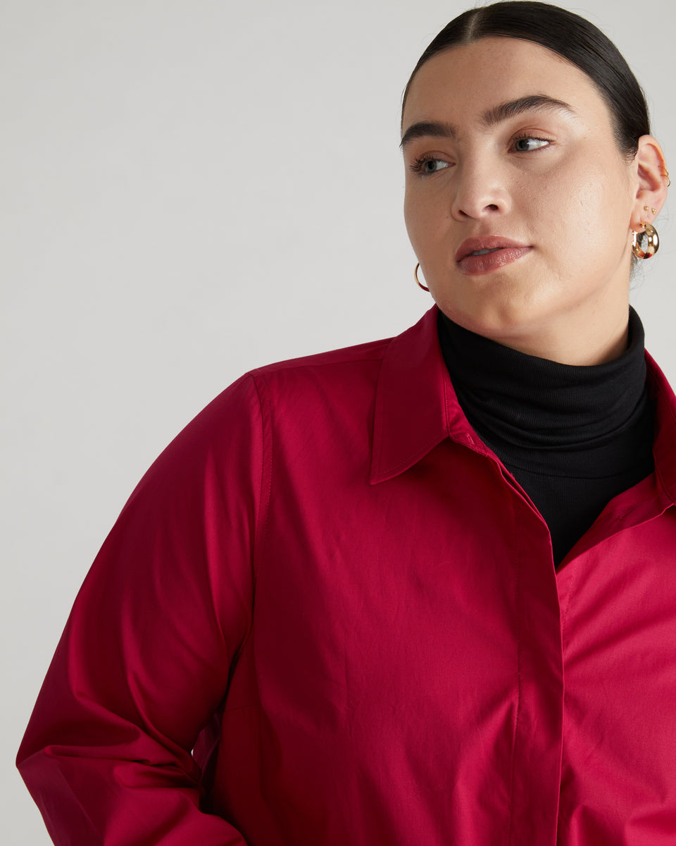 Elbe Stretch Poplin Shirt Classic Fit - Cerise Zoom image 1