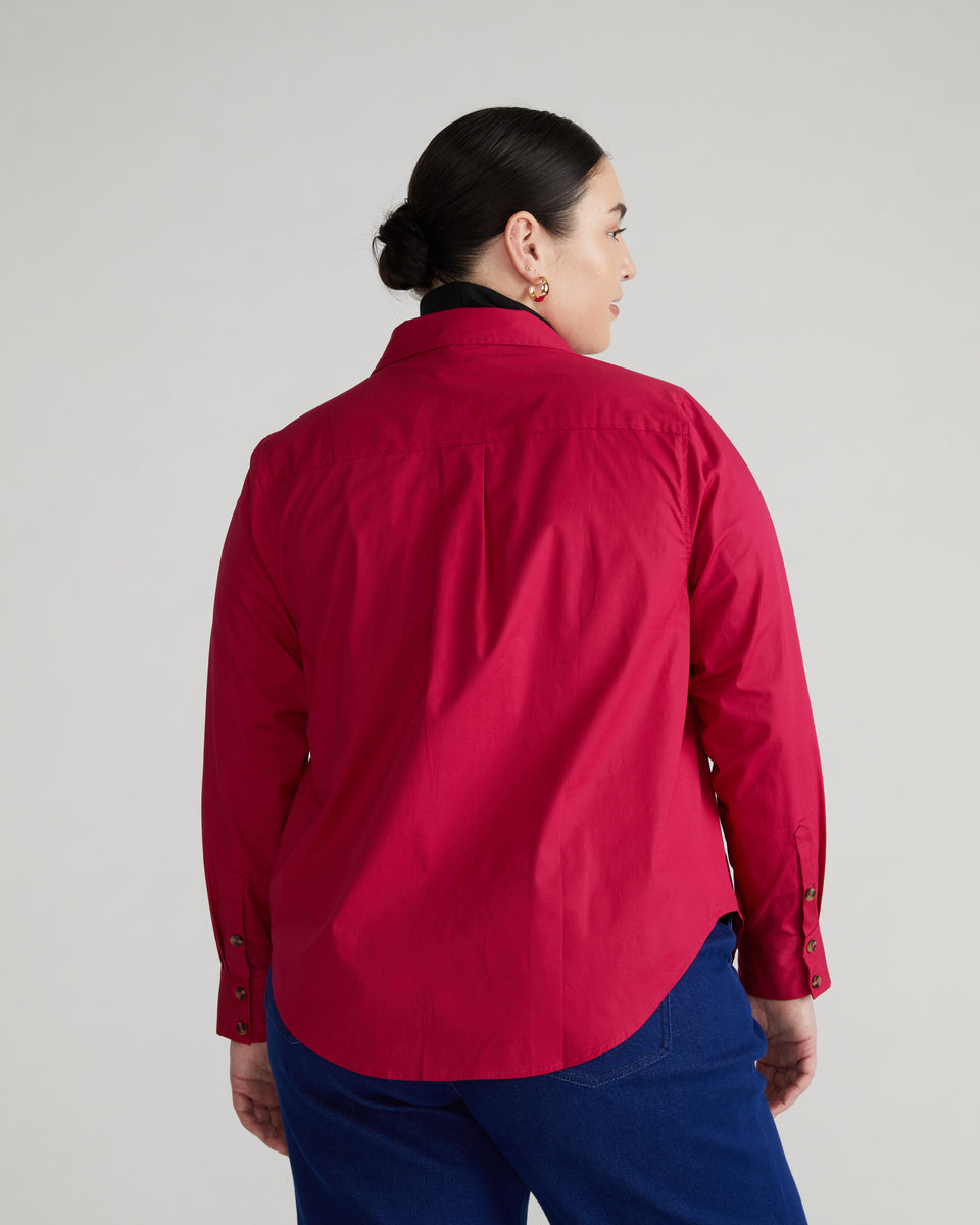 Elbe Stretch Poplin Shirt Classic Fit - Cerise Zoom image 3