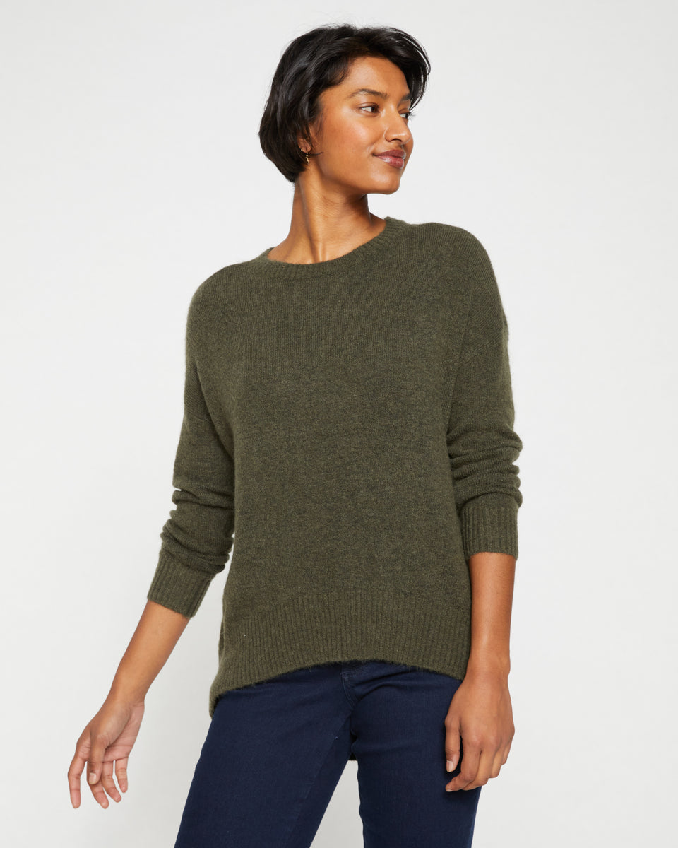 Fuzzy High-Low Sweater - Nori Zoom image 0