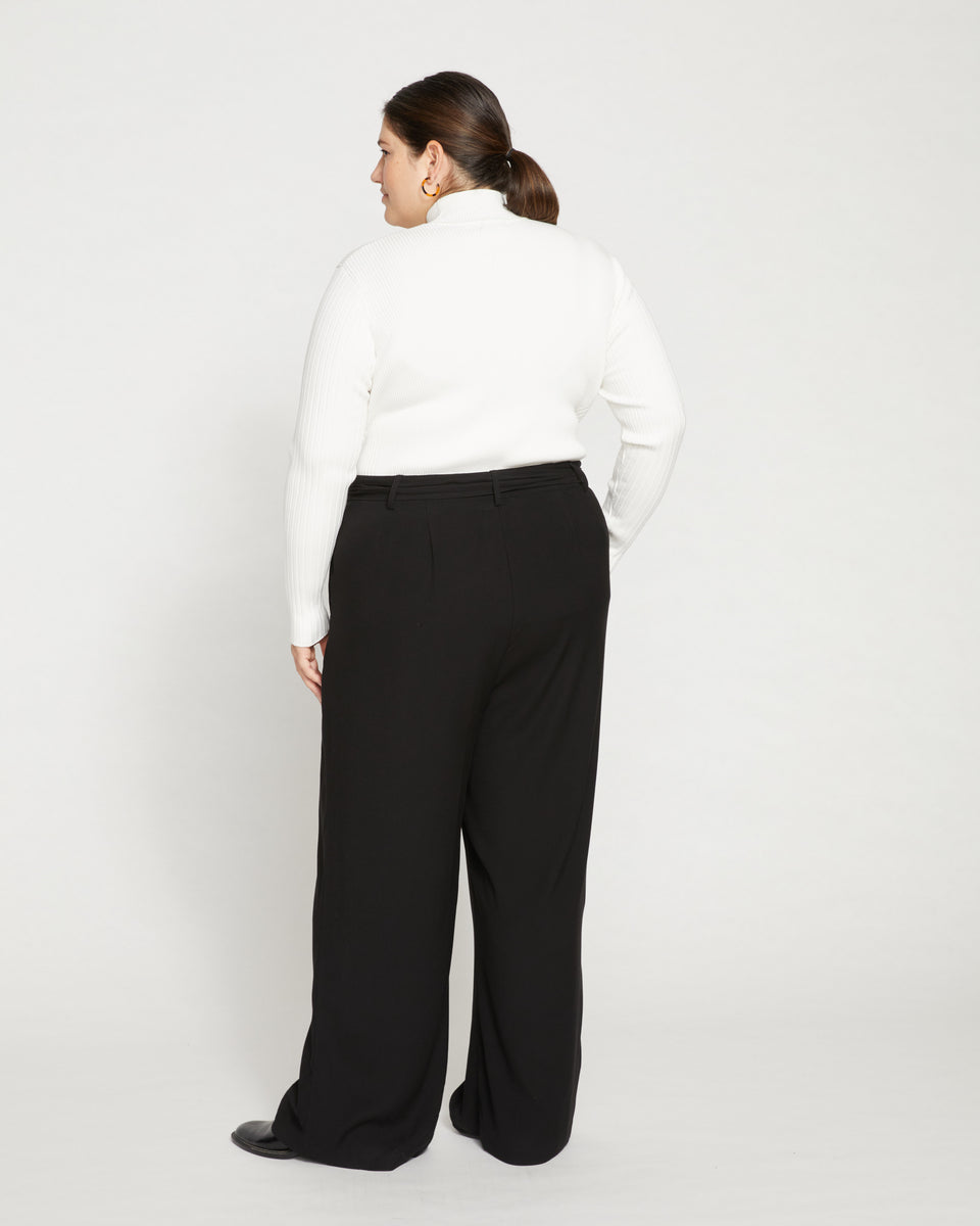 Bowie Double Luxe Wide Leg Pants - Black Zoom image 3