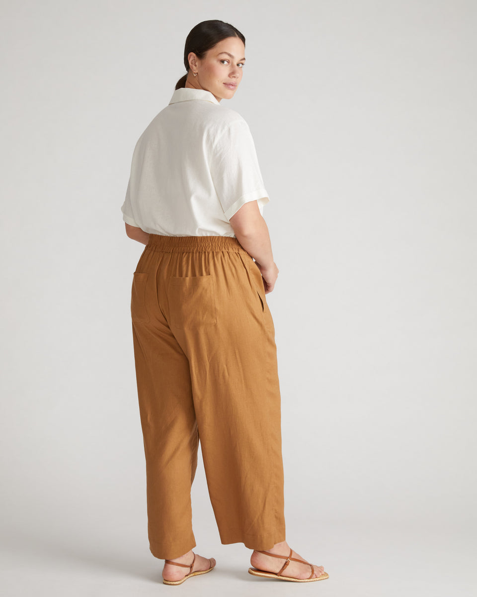 Iris Linen Easy Pull-On Pants - Boardwalk Brown Zoom image 1