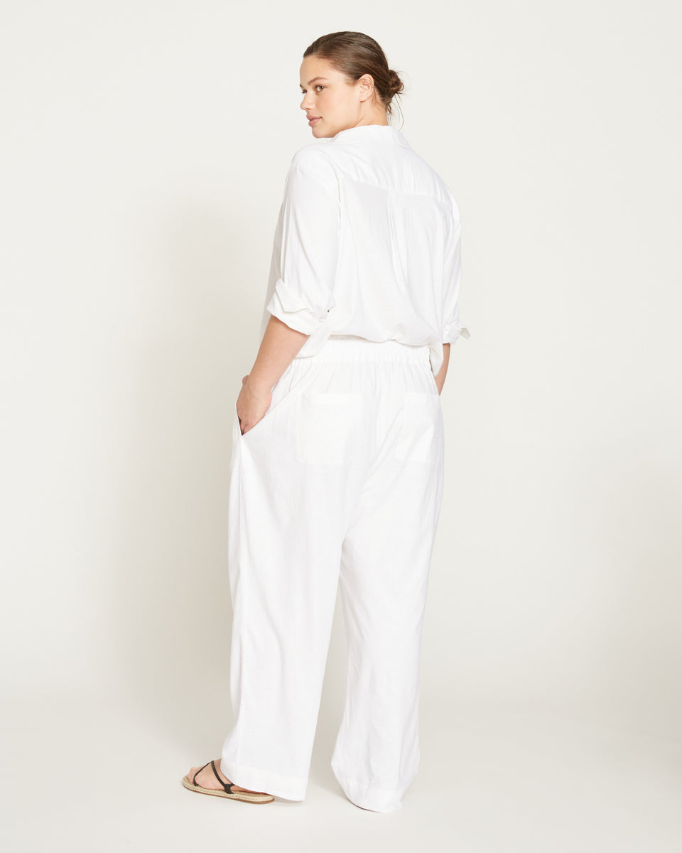 Iris Linen Easy Pull-On Pants - White Zoom image 4